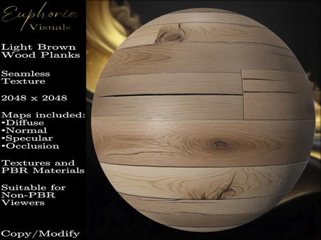 Second Life Marketplace - [Euphoria Visuals] Light Brown Wood Planks